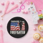 パーソナライズされた消防士の救出アメリカ国旗の愛国心 ペーパープレート (パーティー)