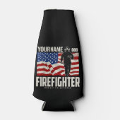 パーソナライズされた消防士の救出アメリカ国旗の愛国心 ボトルクーラー (正面)