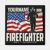 パーソナライズされた消防士の救出アメリカ国旗の愛国心 マグネット (正面)