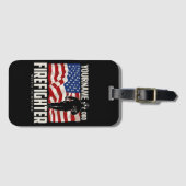 パーソナライズされた消防士の救出アメリカ国旗の愛国心 ラゲッジタグ (正面横)