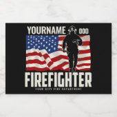 パーソナライズされた消防士の救出アメリカ国旗の愛国心 リキュールボトルラベル (シングルラベル)