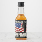 パーソナライズされた消防士の救出アメリカ国旗の愛国心 リキュールボトルラベル (正面)