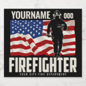 パーソナライズされた消防士の救出アメリカ国旗の愛国心 リキュールボトルラベル (シングルラベル)