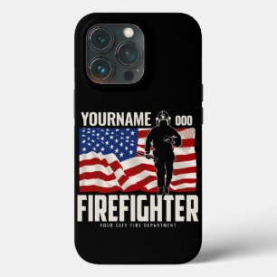 パーソナライズされた消防士の救出アメリカ国旗の愛国心 iPhone 13 PROケース