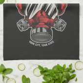 パーソナライズされた消防士マスク 消防署 ヘルメット キッチンタオル (折り畳み)