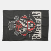 パーソナライズされた消防士マスク 消防署 ヘルメット キッチンタオル (横)