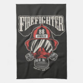パーソナライズされた消防士マスク 消防署 ヘルメット キッチンタオル (縦)
