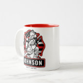 パーソナライズされた消防士 消防署 愛国旗 ツートーンマグカップ (正面左)