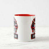 パーソナライズされた消防士 消防署 愛国旗 ツートーンマグカップ (中央)