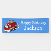 パーソナライズされた消防車ボーイ誕生日バナー 横断幕 (横)