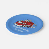パーソナライズされた消防車ボーイ誕生日 ペーパープレート (アングル)