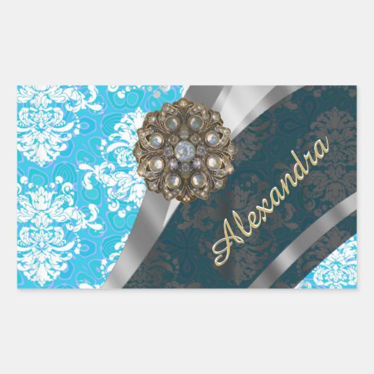 パーソナライズされた淡い色のかわいらしガーリー 長方形シール (正面)