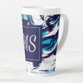 パーソナライズされた深い海プリント カフェラテマグ (右アングル)