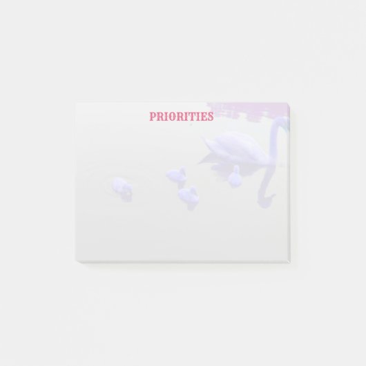 パーソナライズされた湖の白鳥 ポストイット (正面)