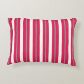 パーソナライズされた湖またはビーチ赤ストライプの白 アクセントクッション (裏面)