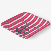 パーソナライズされた湖またはビーチ赤ストライプの白 ペーパープレート (傾斜あり)