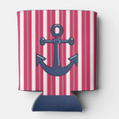 パーソナライズされた湖またはビーチ赤ストライプの白 缶クーラー (裏面)