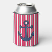 パーソナライズされた湖またはビーチ赤ストライプの白 缶クーラー (缶裏面)