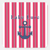 パーソナライズされた湖またはビーチ赤白 スクエアシール (正面)