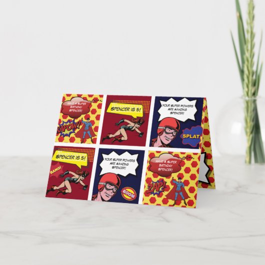 パーソナライズされた漫画ストリップ誕生日 カード (正面)