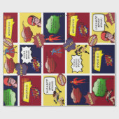 パーソナライズされた漫画ストリップ誕生日 ラッピングペーパー (フラット)