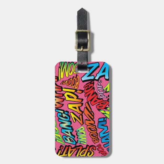 パーソナライズされた漫画ブックアポップ・アートのートサウンド ラゲッジタグ (正面縦)