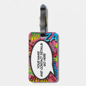 パーソナライズされた漫画ブックアポップ・アートのートサウンド ラゲッジタグ (裏面縦)
