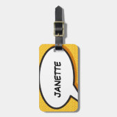 パーソナライズされた漫画ブックアポップ・アートのートスピーチバブル ラゲッジタグ (正面縦)