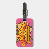 パーソナライズされた漫画ブックアポップ・アートのートスーパーヒーロー ラゲッジタグ (正面縦)