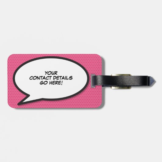 パーソナライズされた漫画ブックアポップ・アートのートスーパーヒーロー ラゲッジタグ (裏面横)