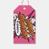 パーソナライズされた漫画ブックアポップ・アートのートハッピーバースデー ギフトタグ (正面)