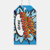 パーソナライズされた漫画ブックアポップ・アートのートハッピーバースデー ギフトタグ (正面)