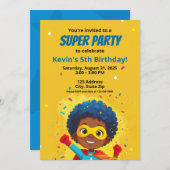 パーソナライズされた漫画ブックスタイルすごい英雄の招待 招待状 (正面/裏面)