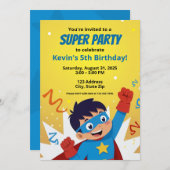 パーソナライズされた漫画ブックスタイルすごい英雄の招待 招待状 (正面/裏面)