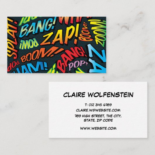 パーソナライズされた漫画ブックポップ・アートののアートサウンド 名刺 (正面/裏面)