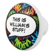 パーソナライズされた漫画ブック音声バブルおもしろい セラミックノブ (右)