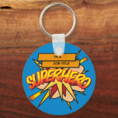 パーソナライズされた漫画ポップ・アートのブックアート私は…スーパーヒーロー キーホルダー (正面)