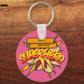 パーソナライズされた漫画ポップ・アートのブックアート私は…スーパーヒーロー キーホルダー (正面)