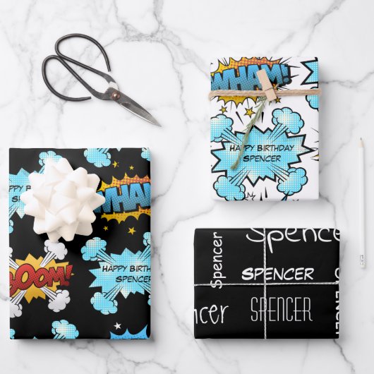 パーソナライズされた漫画書 ラッピングペーパーシート (正面)