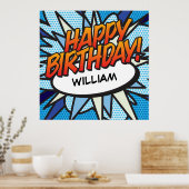 パーソナライズされた漫画本ハッピーバースデー! ポスター (キッチン)