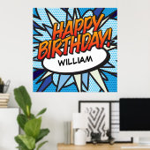 パーソナライズされた漫画本ハッピーバースデー! ポスター (ホームオフィス)