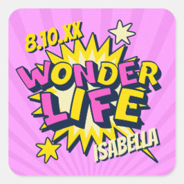 パーソナライズされた漫画誕生日 スクエアシール