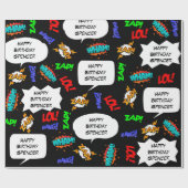 パーソナライズされた漫画誕生日 ラッピングペーパー (フラット)