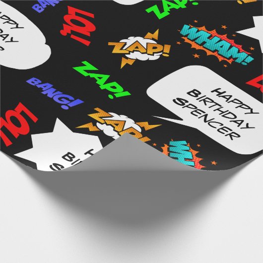 パーソナライズされた漫画誕生日 ラッピングペーパー (角)