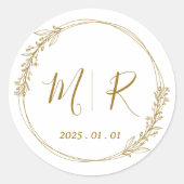 パーソナライズされた澄ん結婚式の引き出物用ステッカー ラウンドシール (正面)