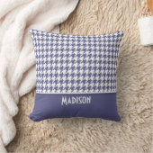 パーソナライズされた濃い青千鳥格子の灰色 クッション (ブランケット)