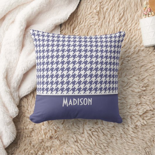 パーソナライズされた濃い青千鳥格子の灰色 クッション (ブランケット)