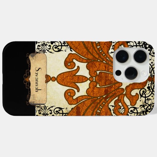 パーソナライズされた焼きオレンジアンティークスクロール作業 Case-Mate iPhoneケース (裏面 (横))