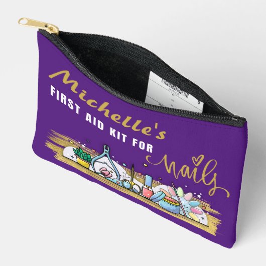 パーソナライズされた爪、 ネイルアクセサリーバッグ用救急箱 アクセサリーポーチ (見開き)