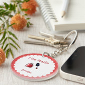 パーソナライズされた爪、 ネイルテックレッドグリッター キーホルダー (正面右)